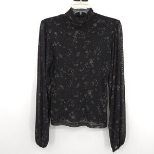 Sanctuary whimsigoth fairy grunge mesh turtleneck top Size XS black semi-sheer